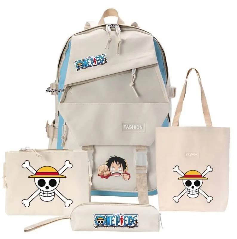 Mochila Escolar Lapicera y Bolsas Anime Luffy Laptop Regreso a Clases