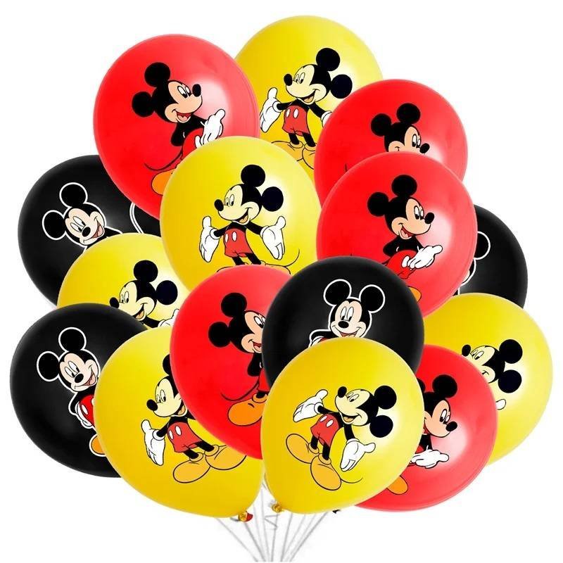 Juego 12 Globos Látex Mickey Raton Cumpleaños Colores