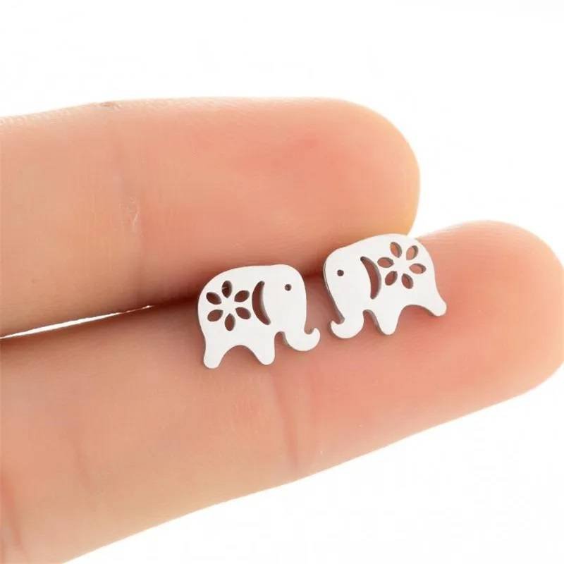 Aretes Pendientes Animales Elefante Flor Mujer Elegante Moda Fiesta Regalo