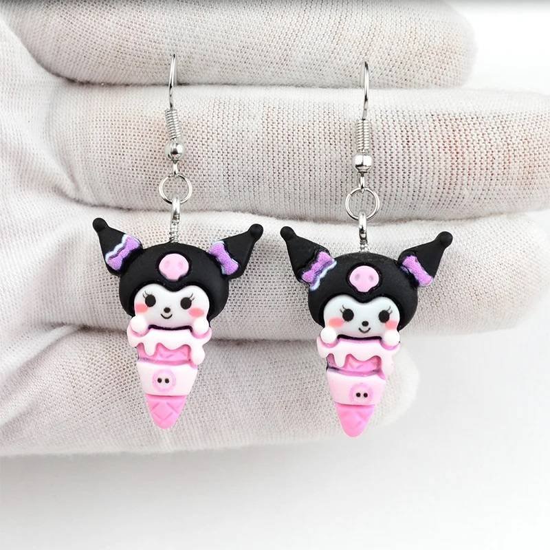 Aretes Pendientes Resina Kawaii Cono Helado Orejas Anime Moda Fiesta Regalo