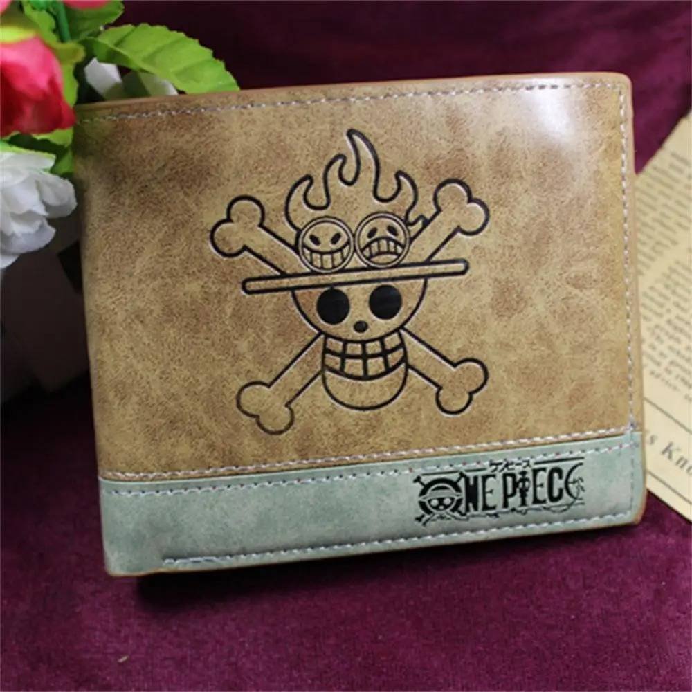 Cartera Anime Monedero One Piece Ace Calavera Fuego Kawaii Tarjetero Regalo