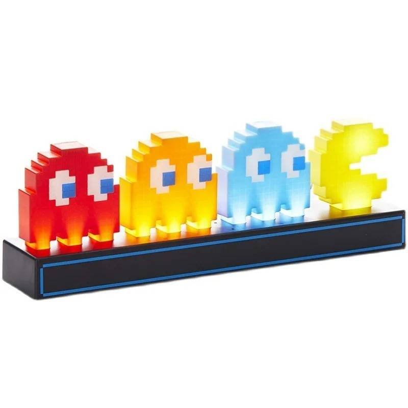 Lampara Noche LED Pac Man 3D Píxeles Coloridos Carga USB Escritorio Cuarto Adornos