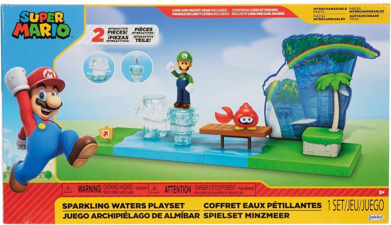 SUPER MARIO Figuras de Acción Sparkling Waters Playset Luigi