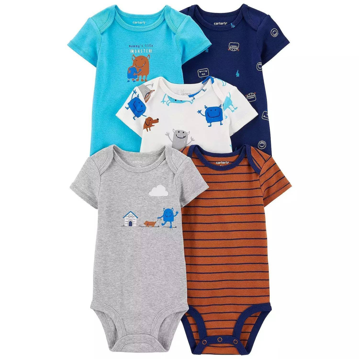 Carters Set 5 Piezas Pañalero Bebe Mounstritos Divertidos