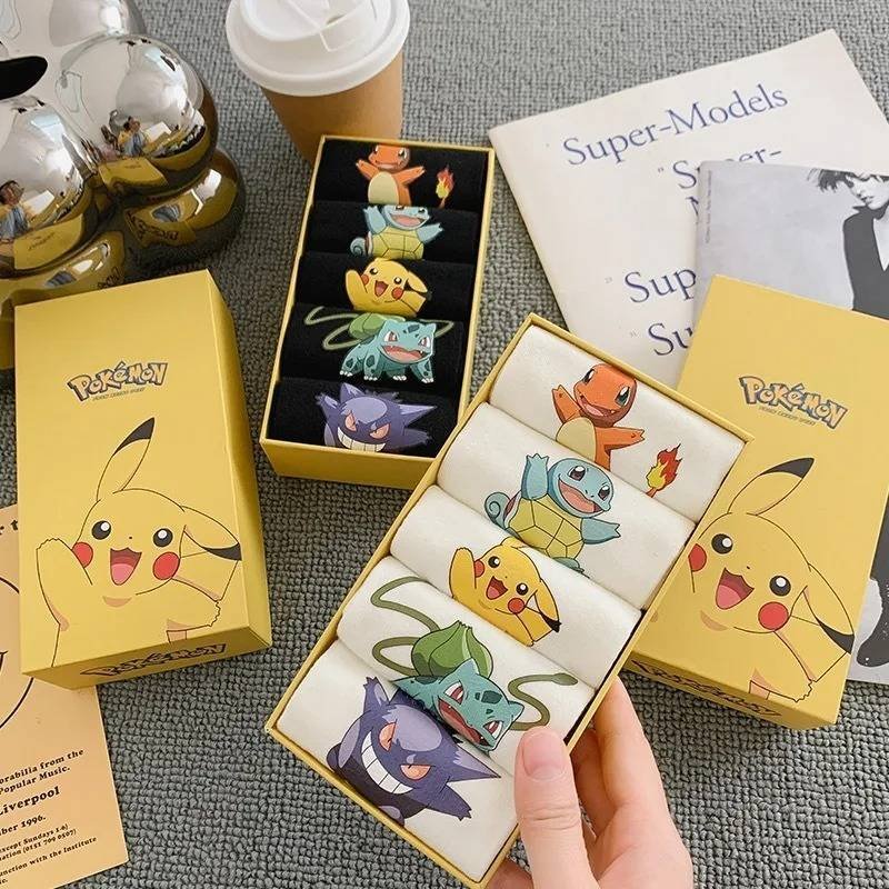 5 Pares Calcetines Estampado 3D Coloridos de Pokemon Poussay