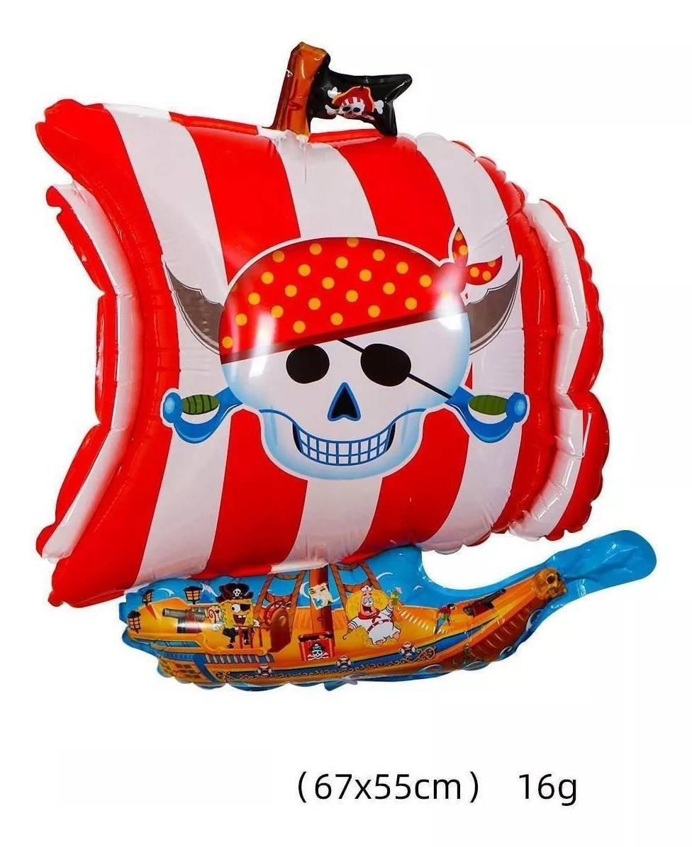 1 Globos Aluminio Barco Pirata Fiesta Regalos Decoración