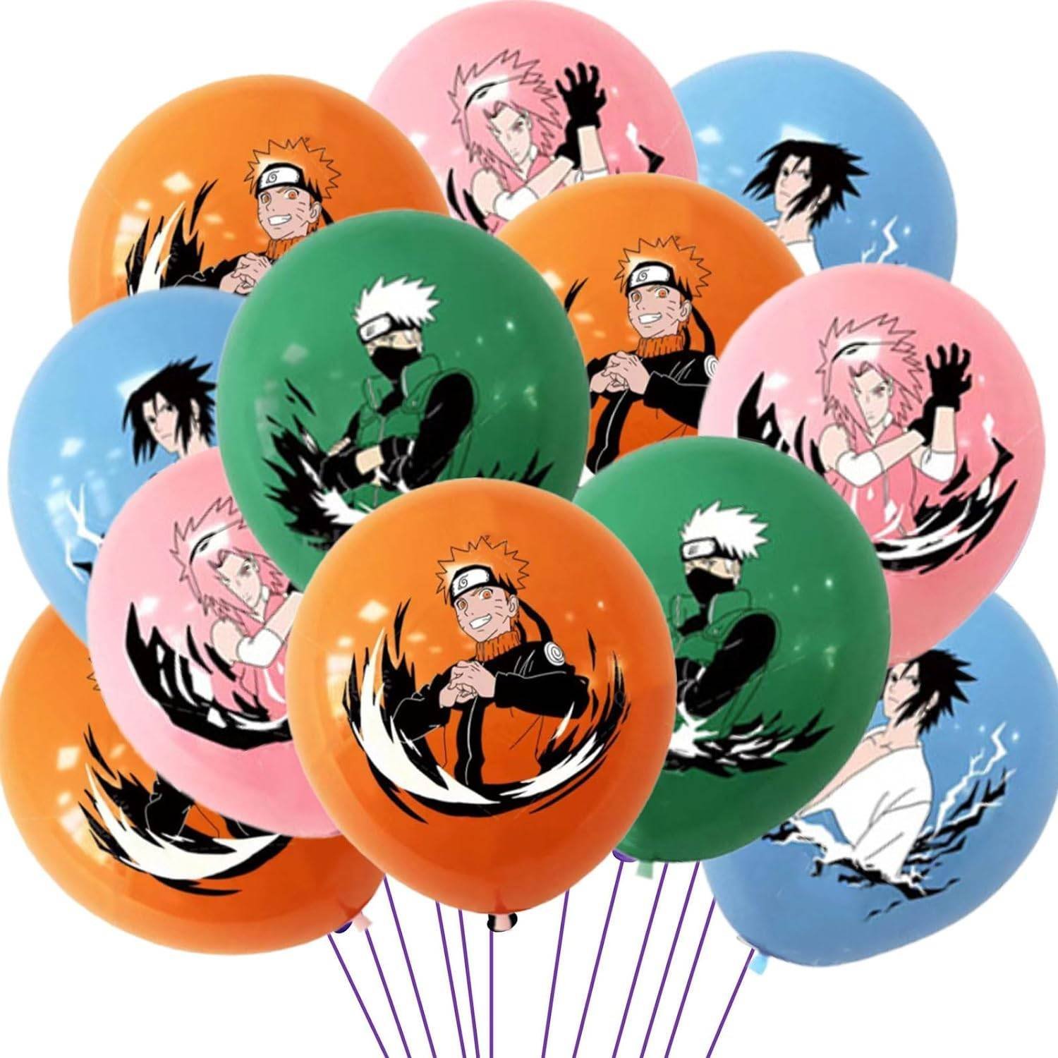 Juego 12 Globos Látex Narutho Shippuden Kakashi Cumpleaños Fiesta