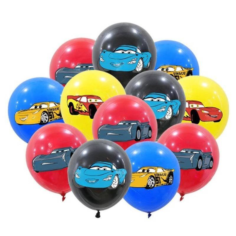 Juego 12 Globos Látex Carritos Cars Rayo Cumpleaños Fiesta