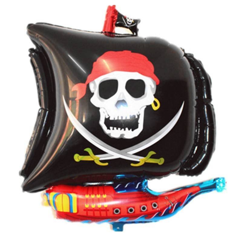 Globo Aluminio Barco Pirata Vela Negra Fiesta Regalos Decoración