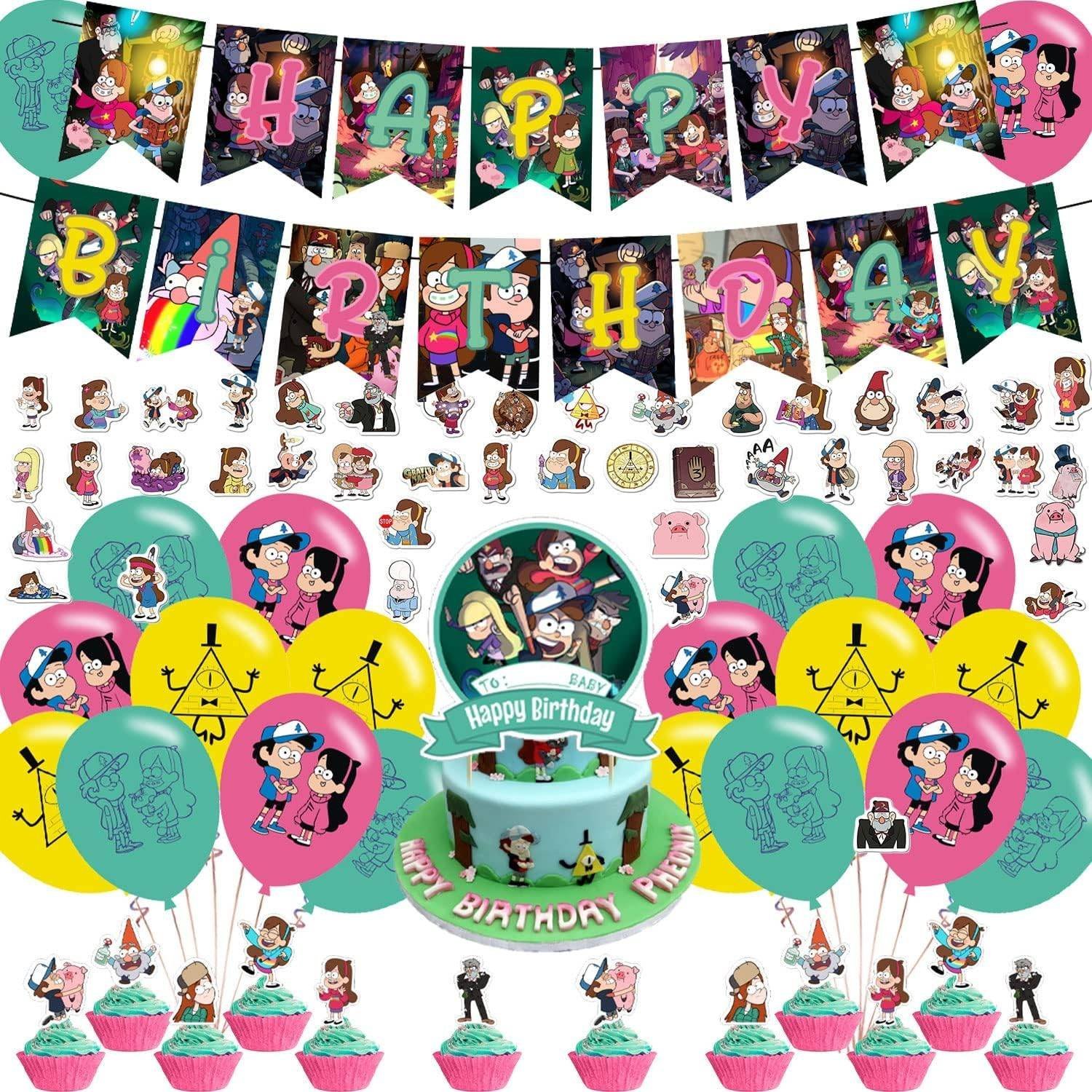 Set 18 Globos Látex Caricatura Gravity Falls Fiesta y Decoración