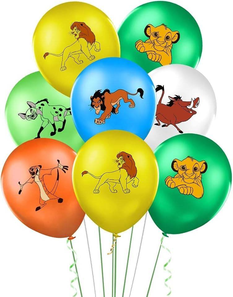 Juego 12 Globos Látex Pelicula Leon Rey Cumpleaños Fiesta