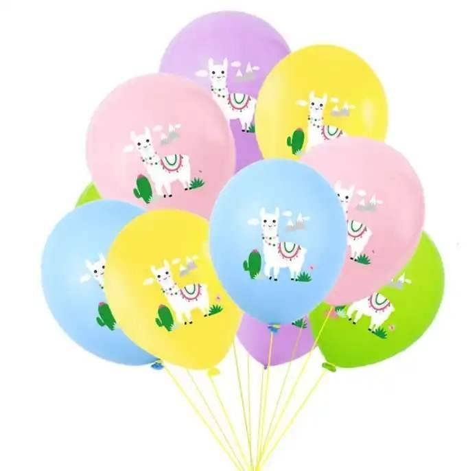 Juego 12 Globos Látex Animal Alpaca Llama Cumpleaños Fiesta