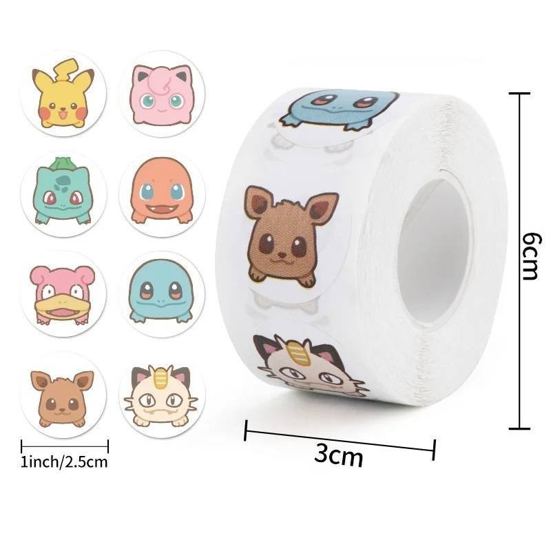 500 Pegatinas Rollo Anime Pokemon Kawaii Coquetos Pikachu Calcomanías