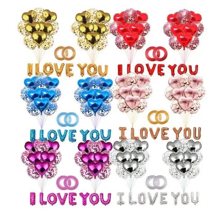 Juego 20 Globos I Love Your Amor Enamorados Confeti Festejo