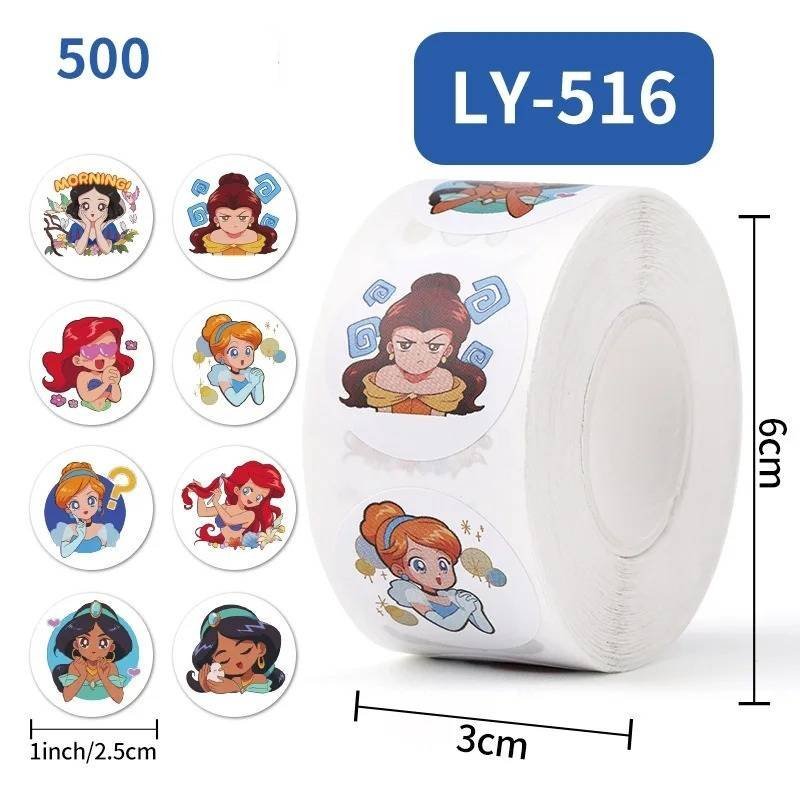 500 Pegatinas Rollo Pelicula Animada Princesas Disney Calcomanías