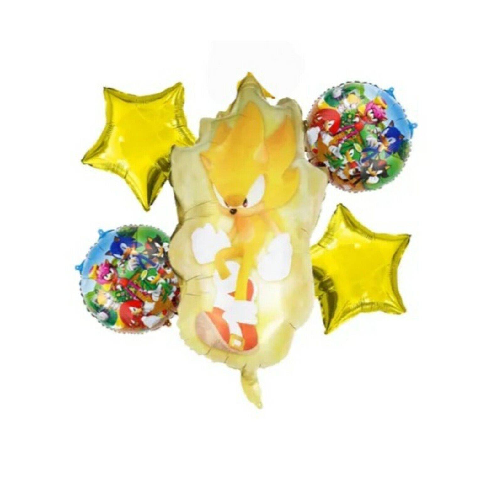 Set 5 Globos Metálico Serie Sonic Dorado Fiesta y Decoración