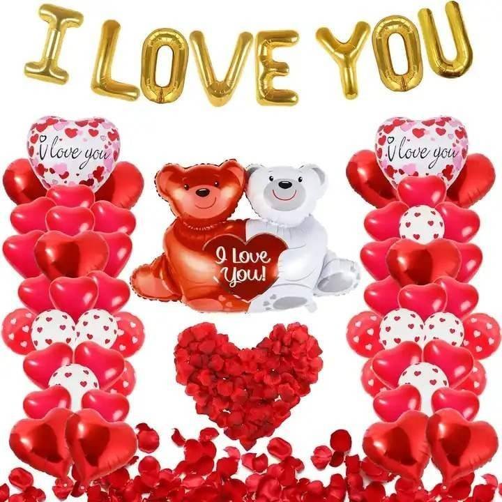 Set 48 Globos Metálico Latex Amor Fiesta Love Enamorados Osos Fiesta y Decoración