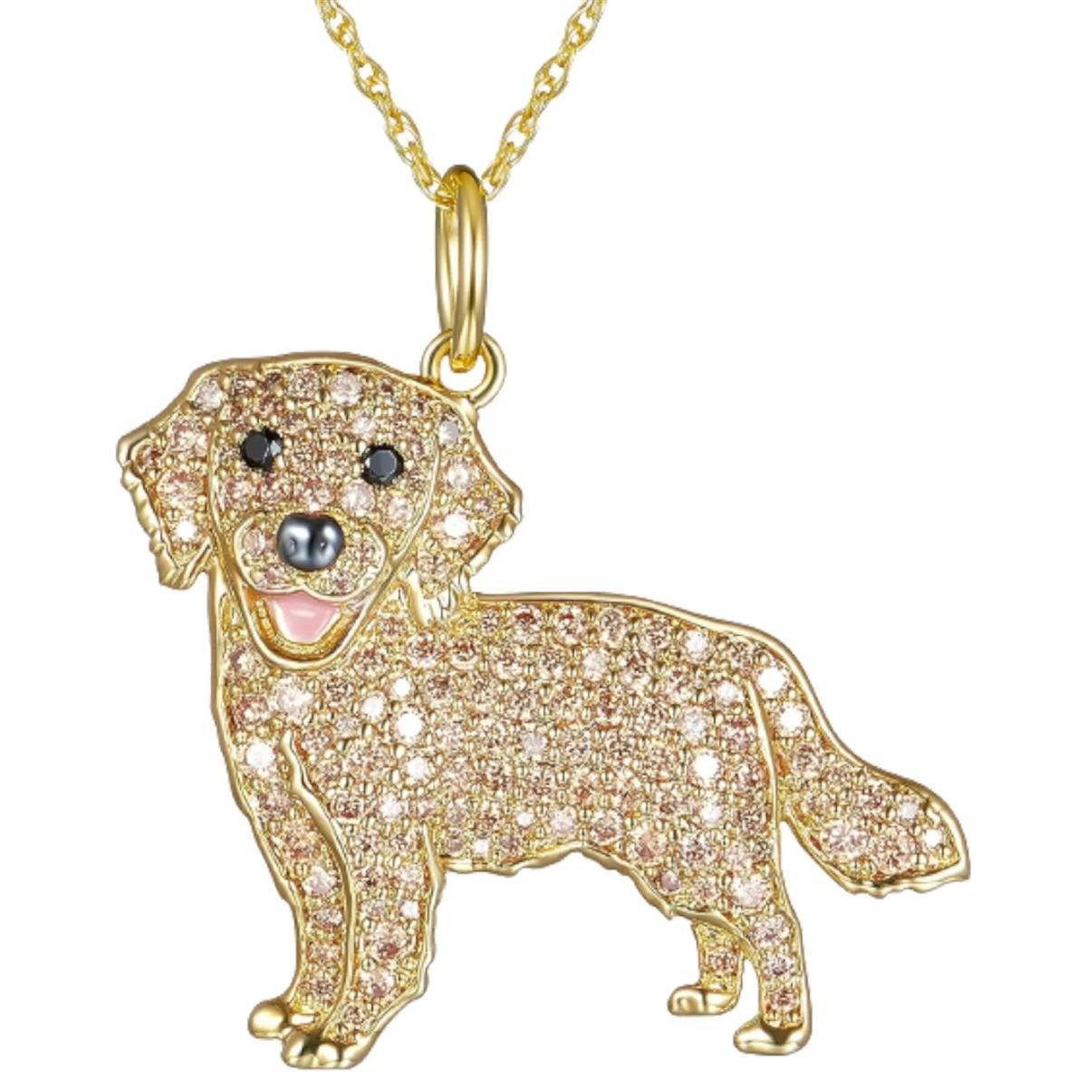 Collar Colgante Animal Perro Golden Retriever Cristal Joyería Regalos Amor