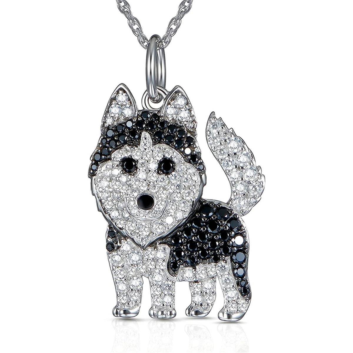 Collar Colgante Animal Perro Husky Cristal Joyería Regalos Amor