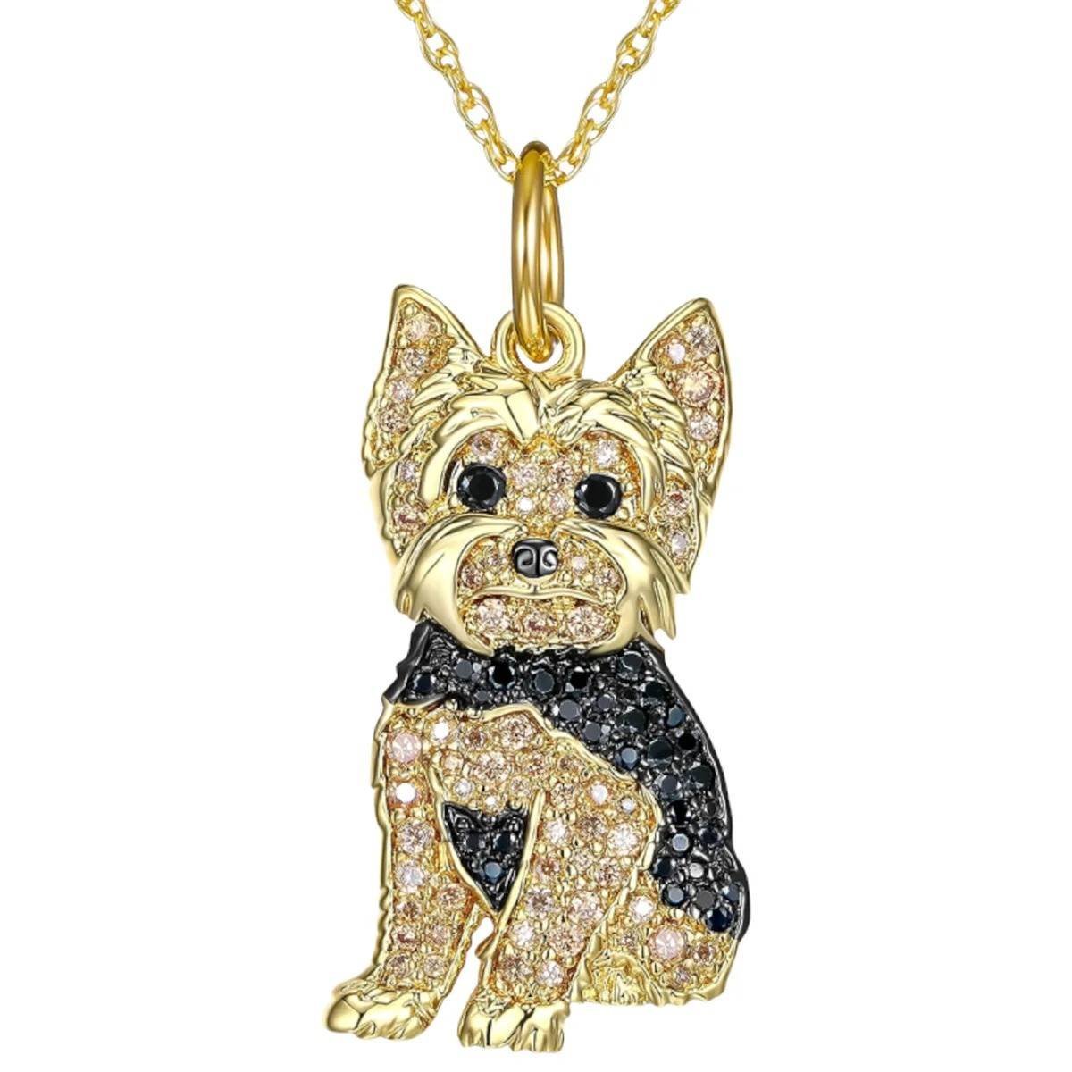 Collar Colgante Animal Perro Royal Yorkie Cristal Joyería Regalos Amor