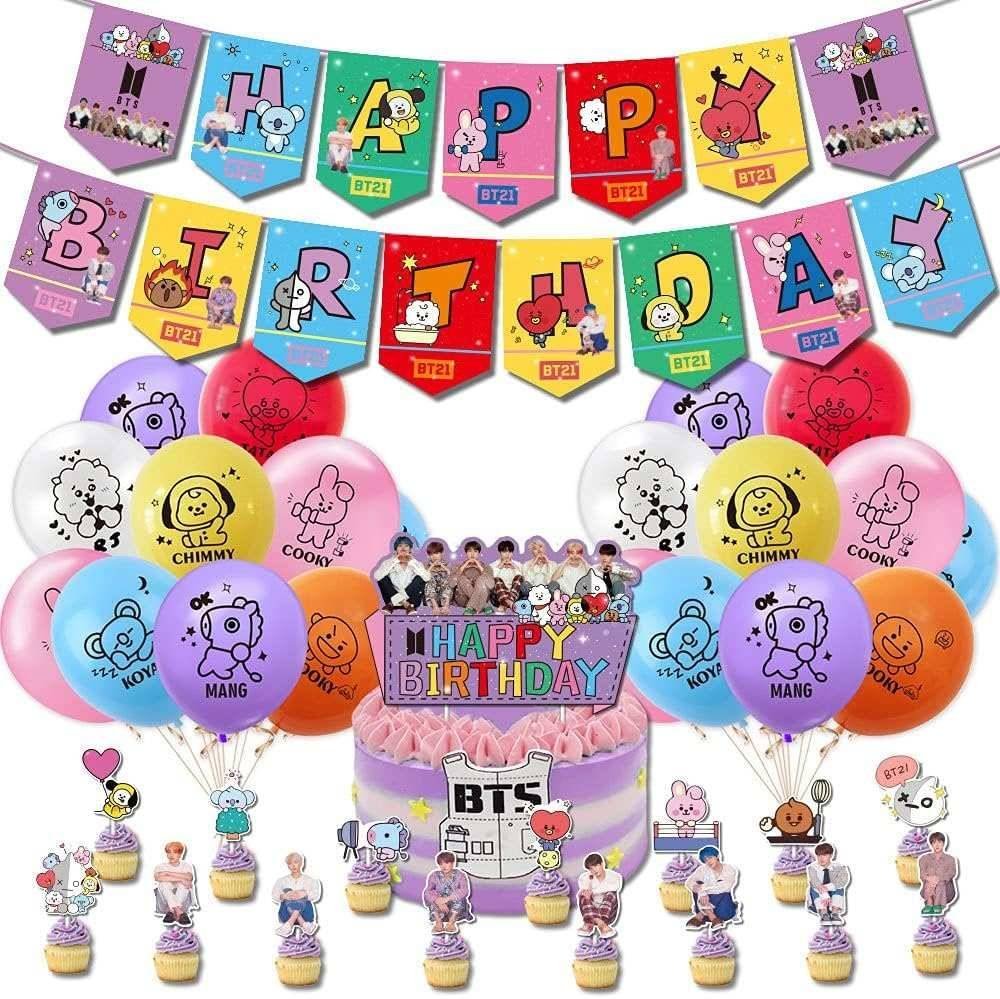 Set 20 Globos Látex BTS BT21 K-POP Fiesta y Decoración