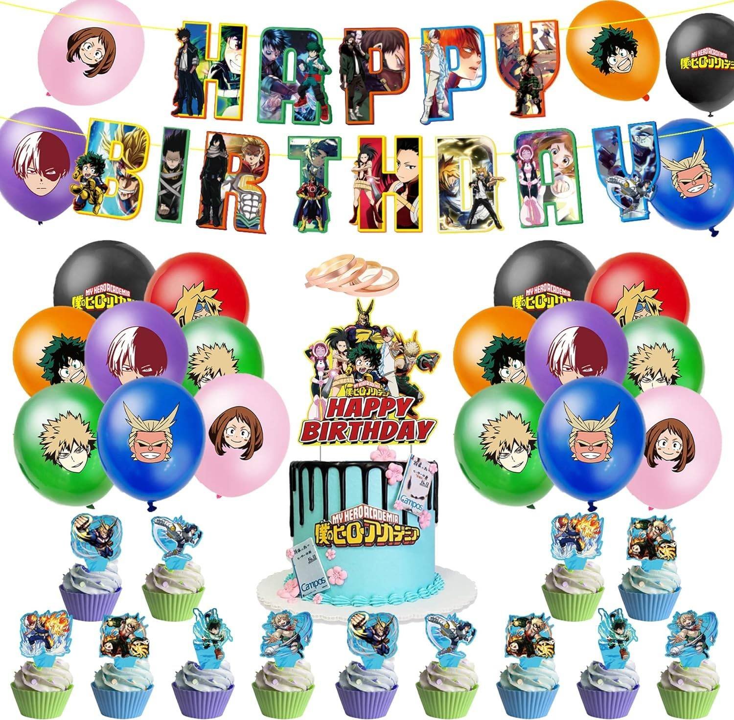 Set 20 Globos Látex Anime My Hero Academia Fiesta y Decoración
