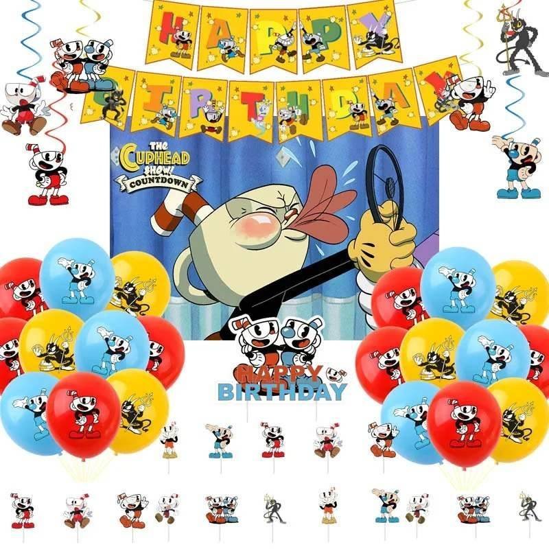 Set 18 Globos Látex Videojuego Cuphead Fiesta y Decoración