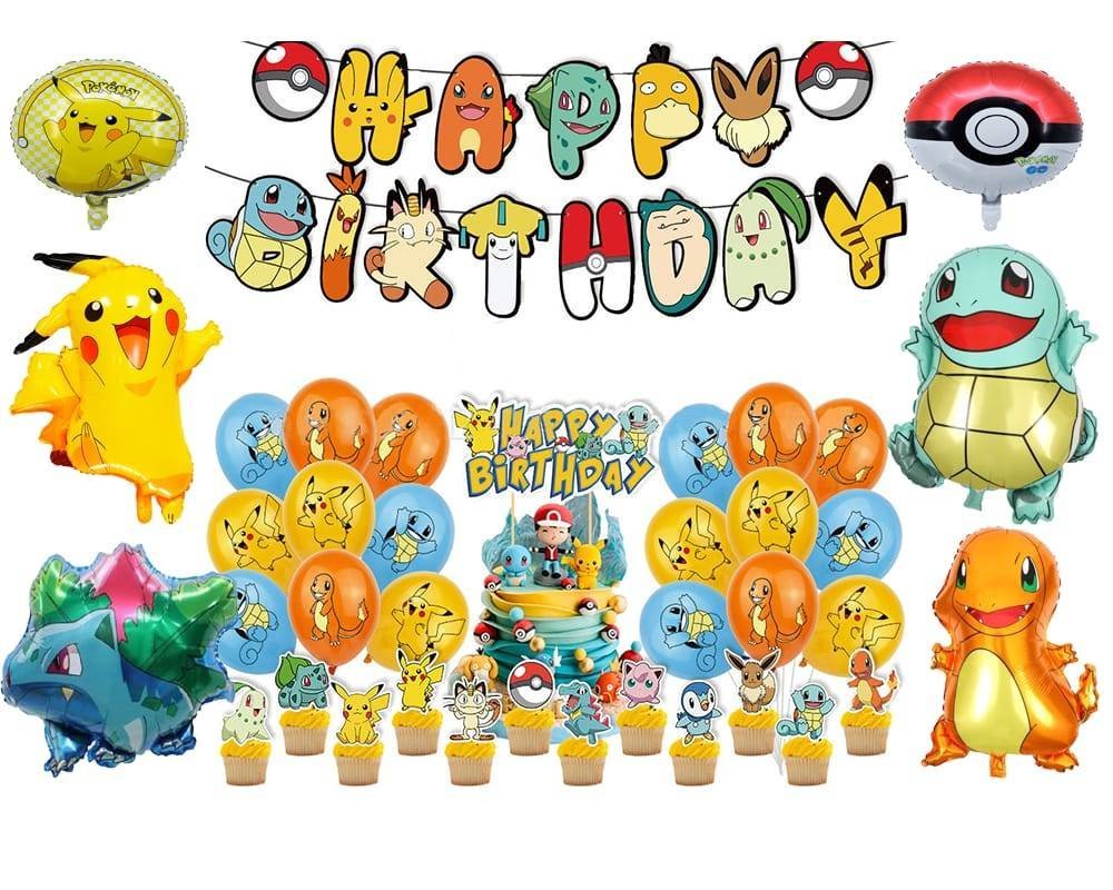 Set 18 Globos Látex Anime Pokemon Metalicos Fiesta y Decoración