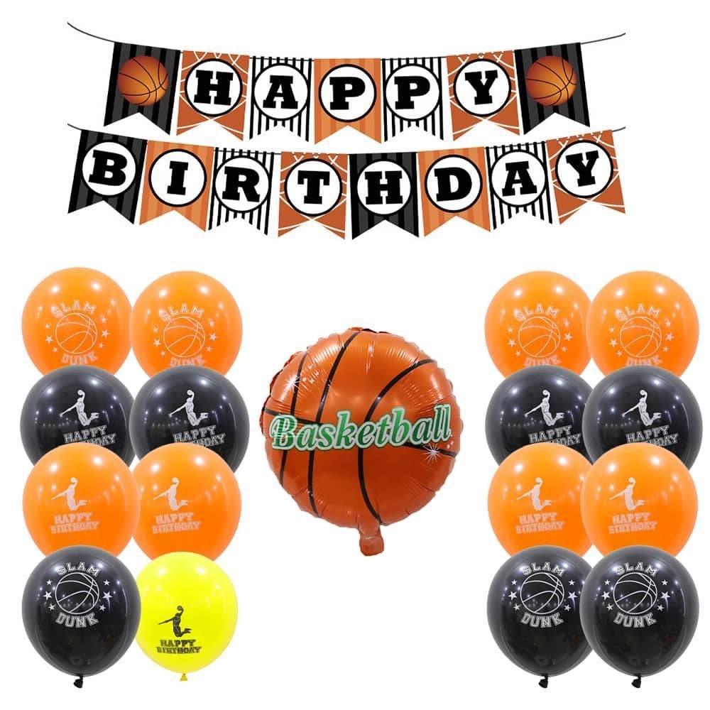 Set 20 Globos Látex Deporte Basketball Fiesta y Decoración