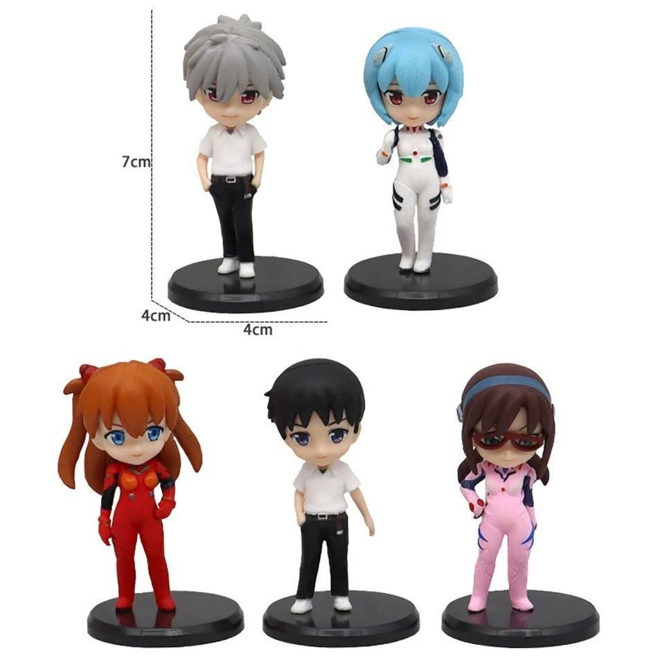 5 Figuras Colección Evangelion Ayanami Rei Asuka Kawaii Set Regalo