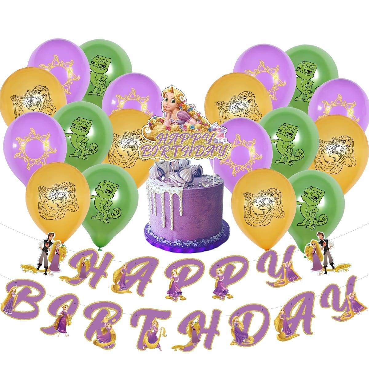 Set 18 Globos Látex Pelicula Rapunzel Fiesta y Decoración