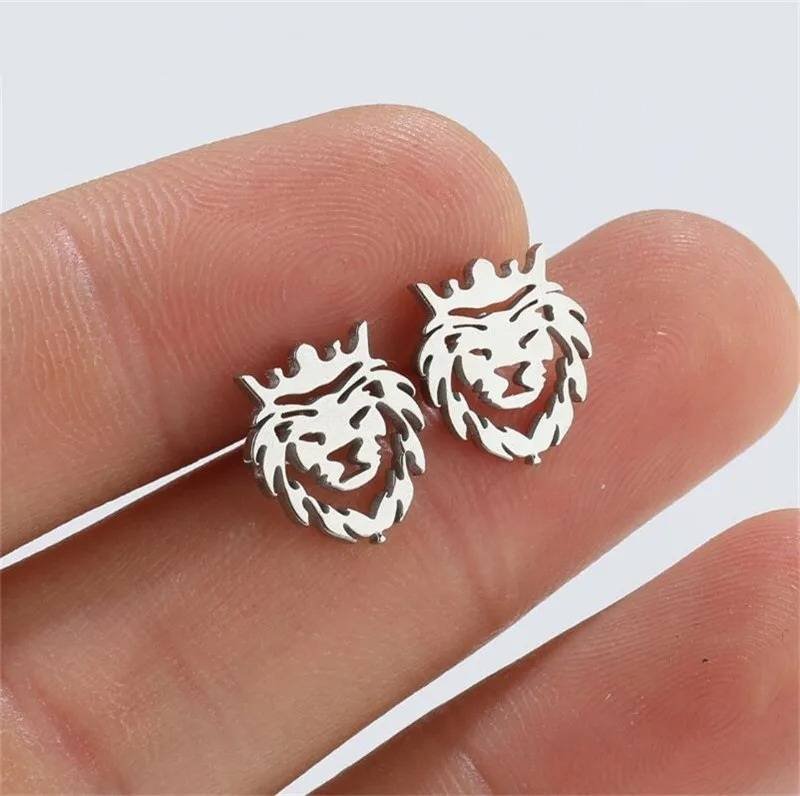 Aretes Pendientes Animal Cabeza Leon Moda Fiesta Regalo