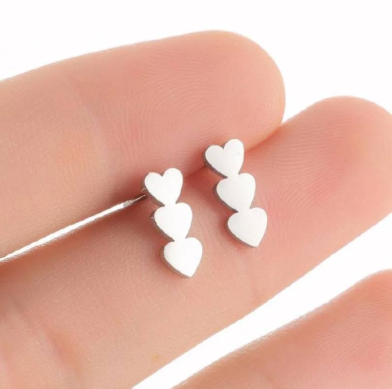 Aretes Pendientes Amor 3 Corazones Moda Fiesta Regalo