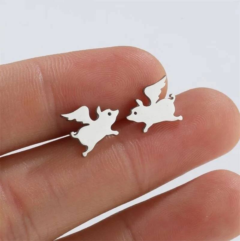 Aretes Pendientes Animal Puerco Volador Moda Fiesta Regalo