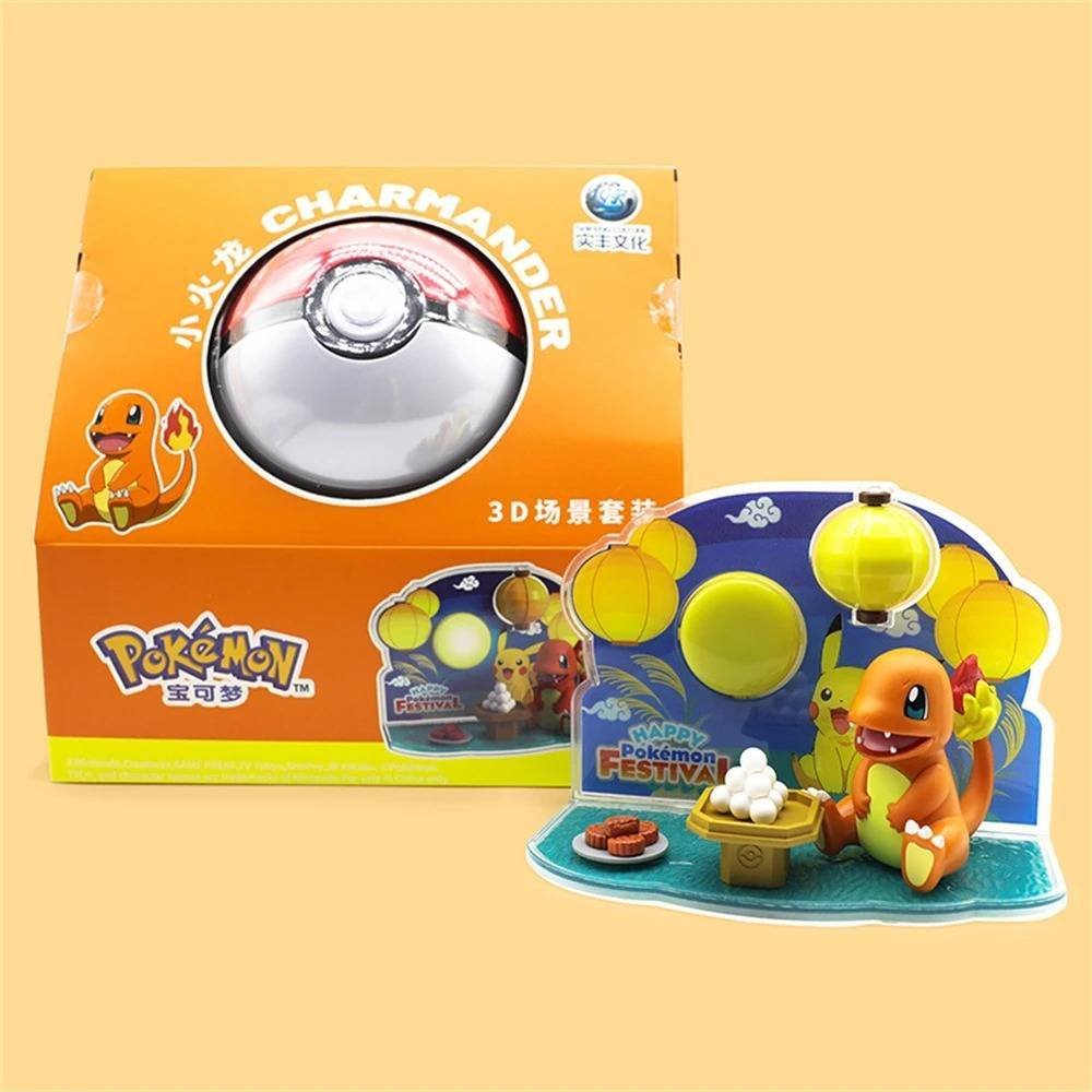 Figura Colección Anime Pokemon Pokeball Charmander Festival Diorama Set Regalo