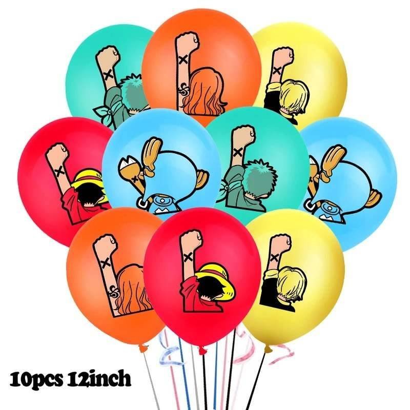 Juego 10 Globos Látex Caricatura One Piece Puños Cumpleaños Fiesta