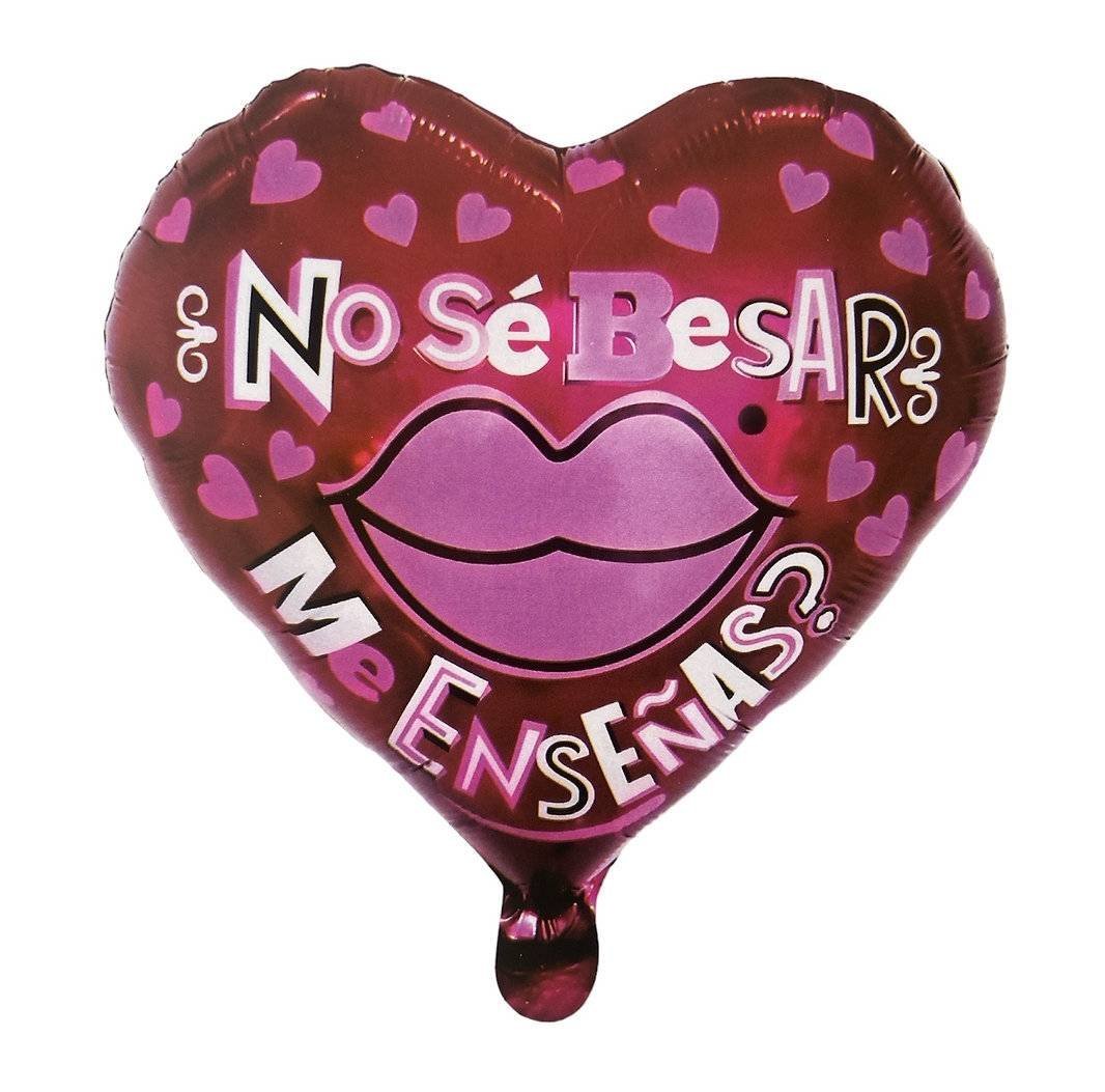 2 Globos Aluminio No Se Besar Me Enseñas Fiesta Regalos Decoración