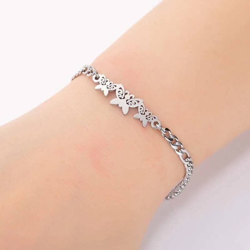 Pulsera Acero Inoxidable Animal Mariposas Cadena Multicapa Regalo
