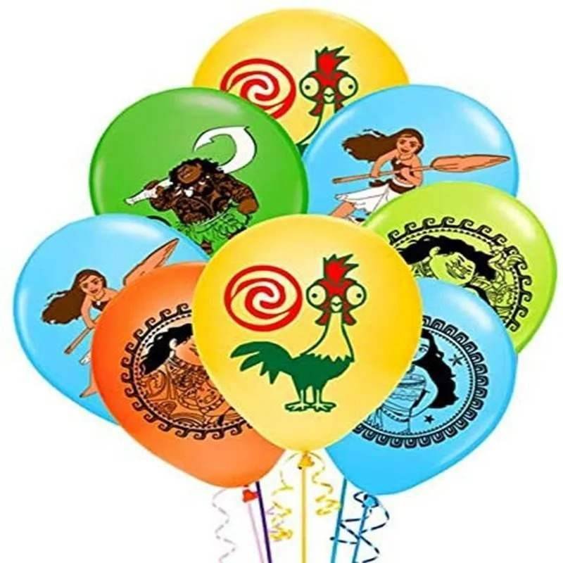 Juego 12 Globos Látex Pelicula Moana Hei Hei Cumpleaños Fiesta