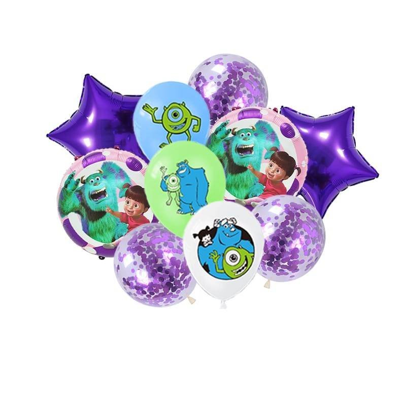 Set 10 Globos Metálico Monster Inc Sulley Morado Fiesta y Decoración