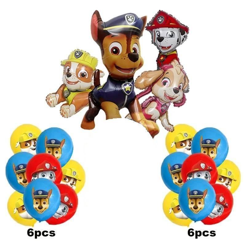 Set 14 Globos Metálico Caricatura Paw Patrol Fiesta y Decoración