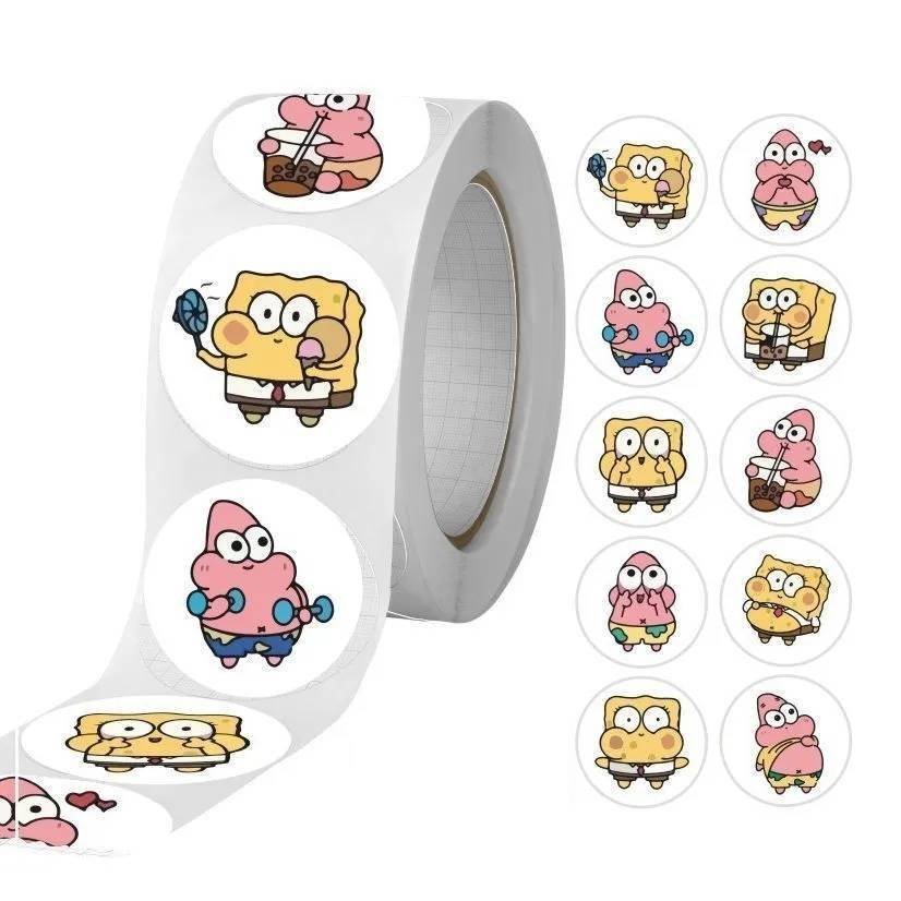 500 Pegatinas Rollo Caricatura Bob Esponja Patricio Calcomanías