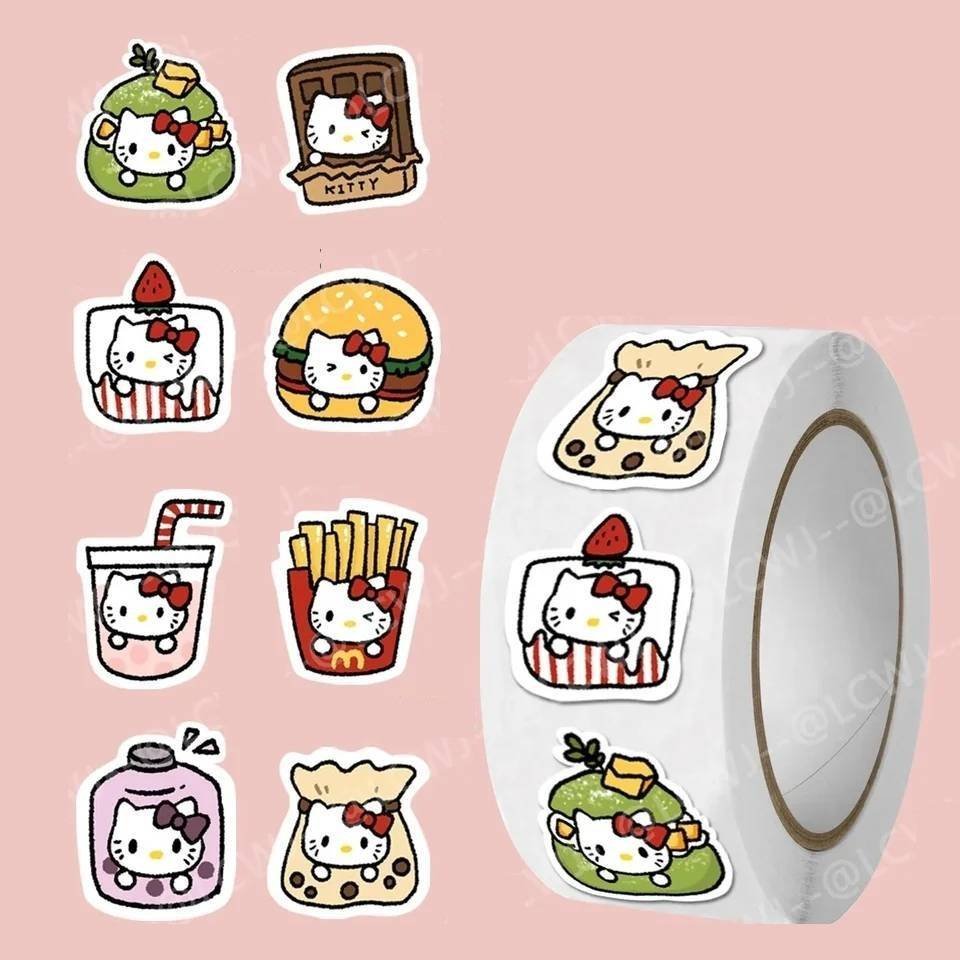 500 Pegatinas Rollo Hello Kitty Helado Calcomanías