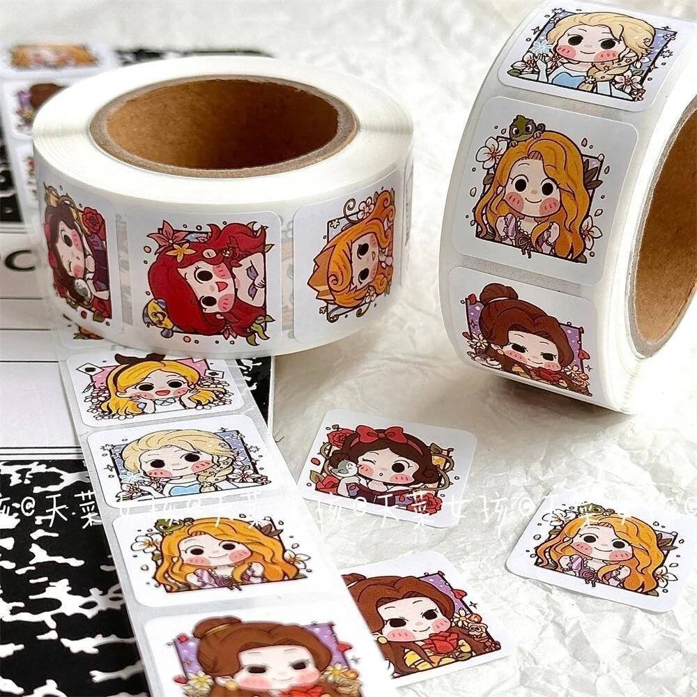 500 Pegatinas Rollo Disney Princesas Cuadrados Calcomanías