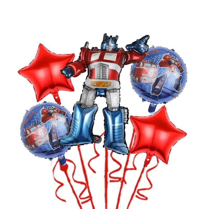 Set 5 Globos Metálico Transformers Optimus Prime Fiesta y Decoración