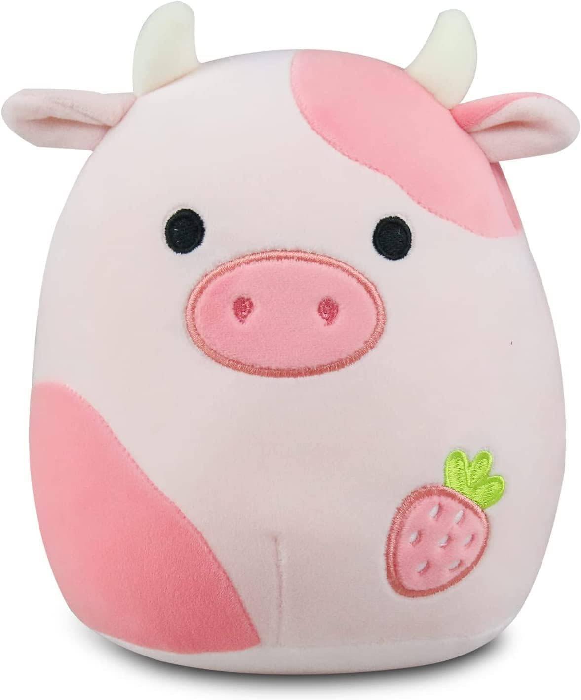 Peluche Animal Almohada Vaca Rosa y Azul Juguete Regalo