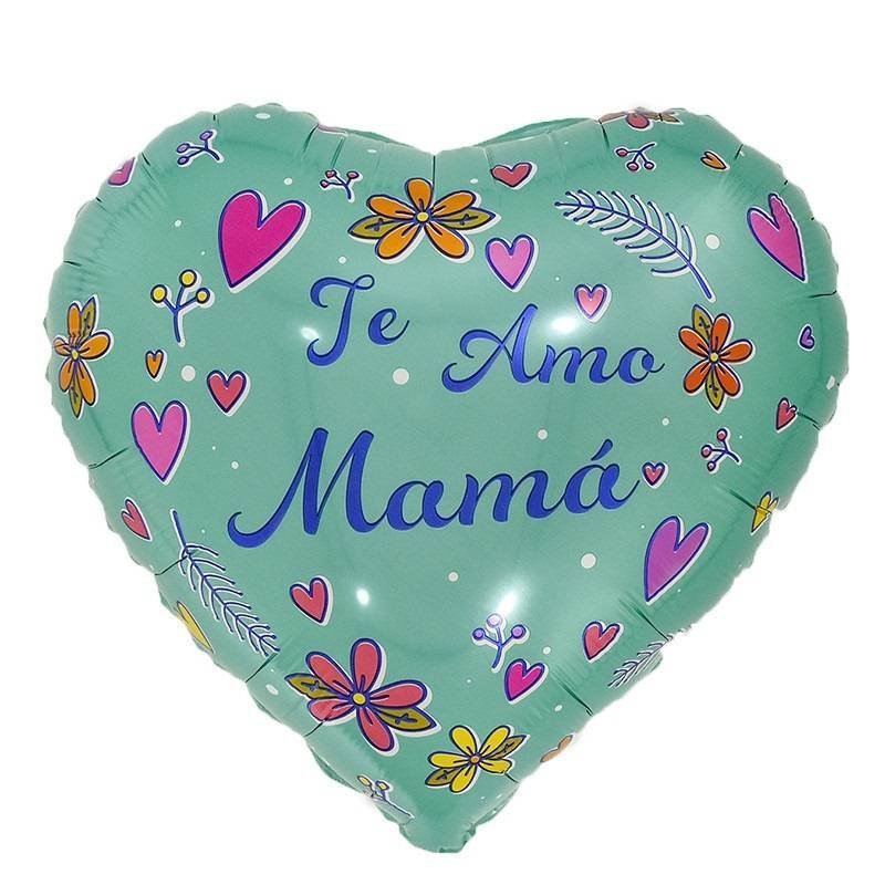 2 Globos Aluminio Verde Te Amo Mama Fiesta Regalos Decoración