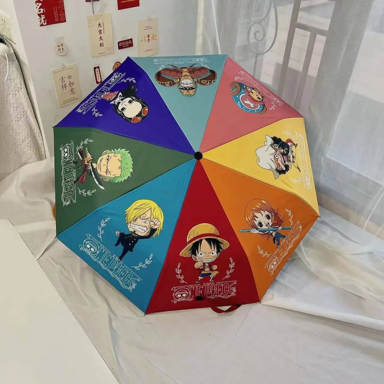 Paraguas Anime One Piece Multicolor Hombre y Mujer Sombrilla Resistente Lluvia Rayos UV