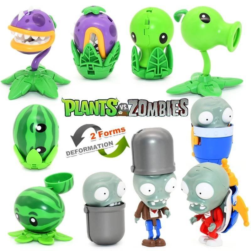 5 Figuras Colección Armable Plantas Zombies Transformacion Regalo