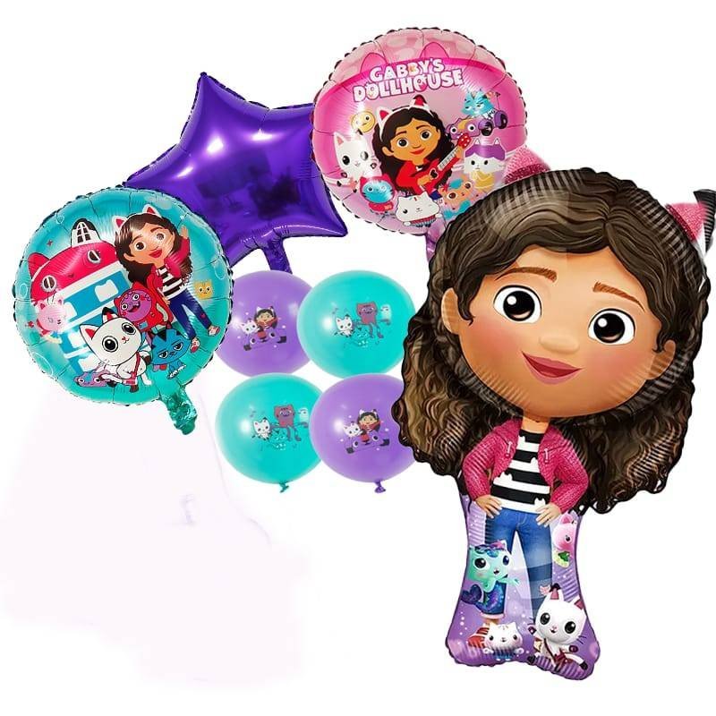Set 8 Globos Metálico Casa Muñecas Gaby Fiesta y Decoración